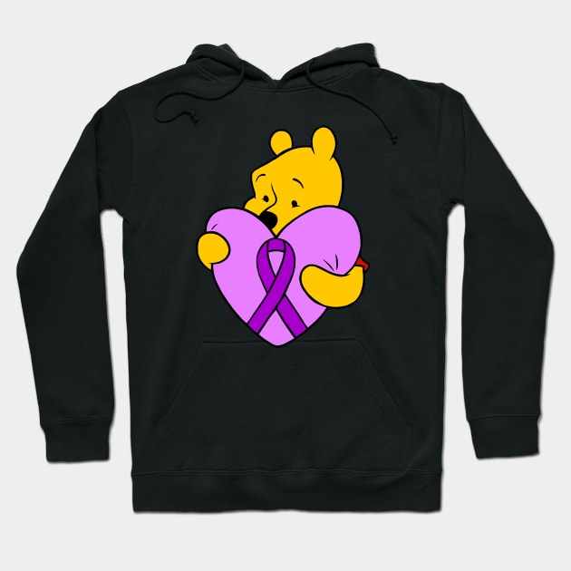 Yellow Bear hugging purple Awareness ribbon Hoodie by CaitlynConnor